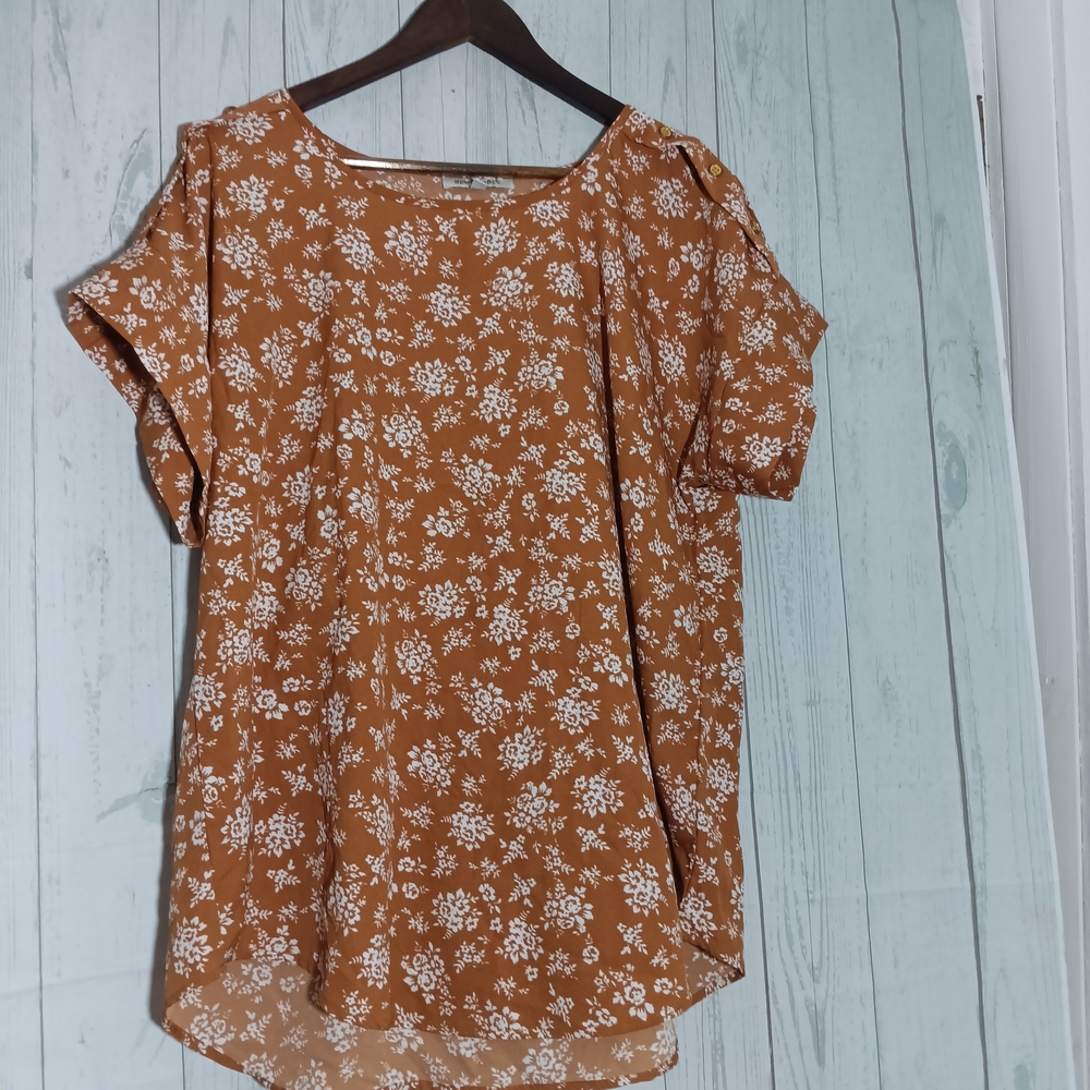 Floral Print Women's Top - Brown